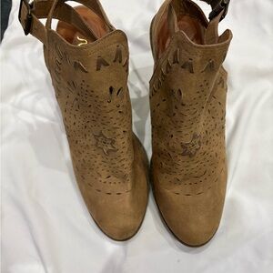 Sugar Brand Perforated Slingback Booties - Tan/Cognac - size 10M